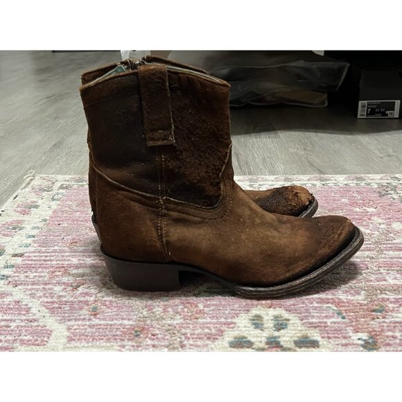 CORRAL Eudora Chocolate-Tan Lamb Abstract Short Top Boot Size 6.5 - Picture 5 of 14